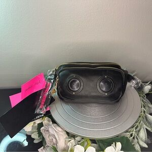 Betsy Johnson Black Faux Leather Speaker Fanny NWT Has Broken Charm